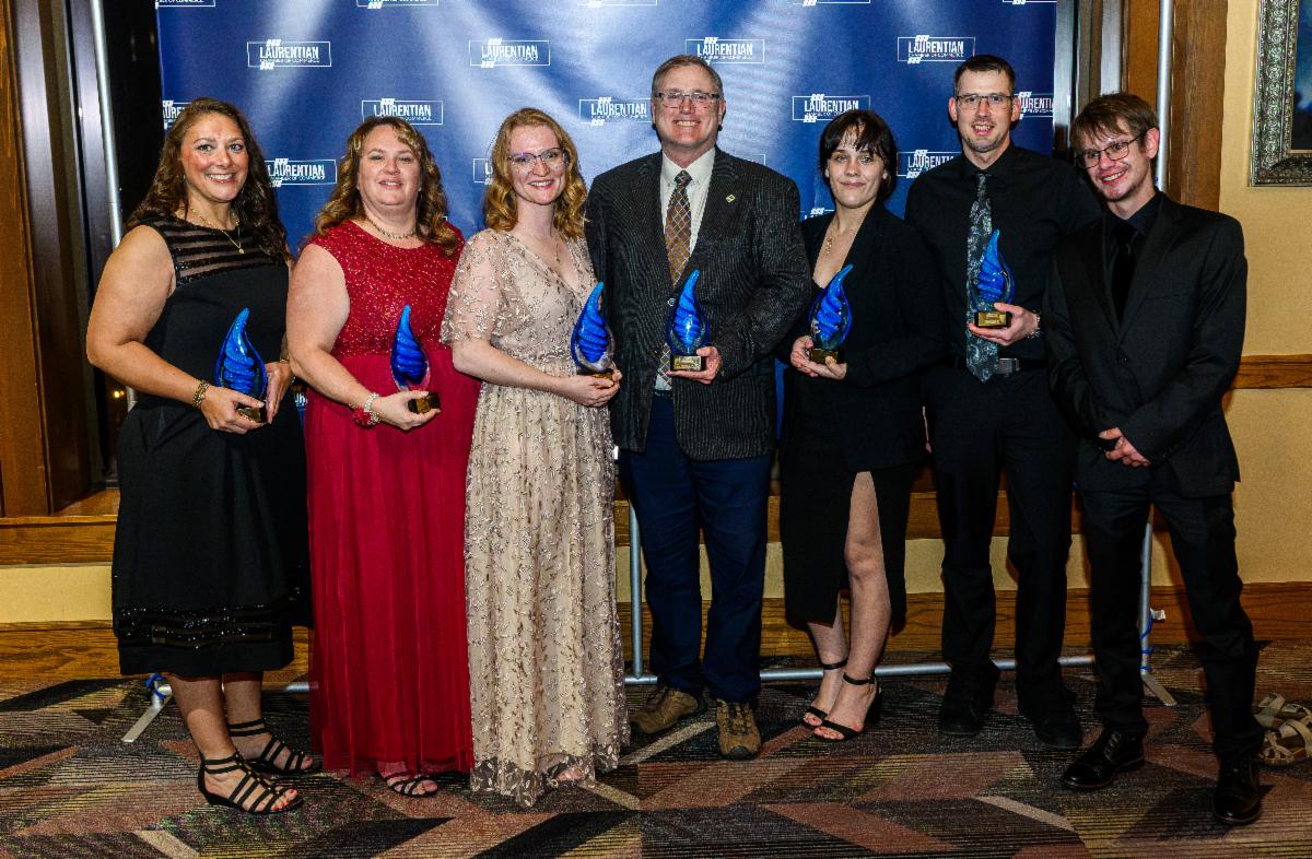 The 2026 Laurentian Chamber Annual Award winners holding their awards at Fortune Bay Resort Casino