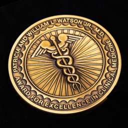 A medal inscribed with the Watson Award logo 