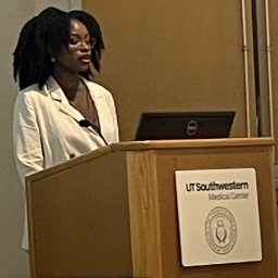 Ekene Nwosisi-Oluwadamisi speaks at the OBI annual research day