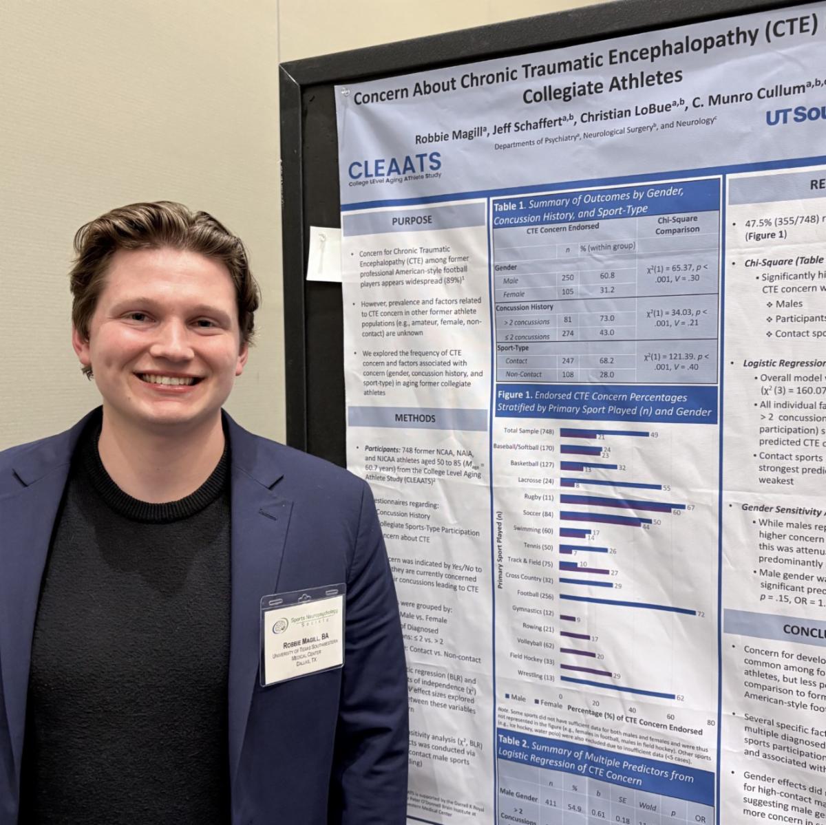 Robbie Magill stands in front of his poster