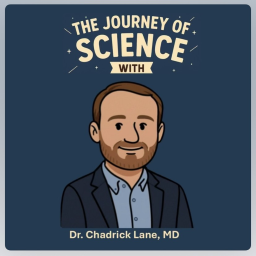 Cartoon of Dr. Chadrick Lane for the podcast The Journey of Science