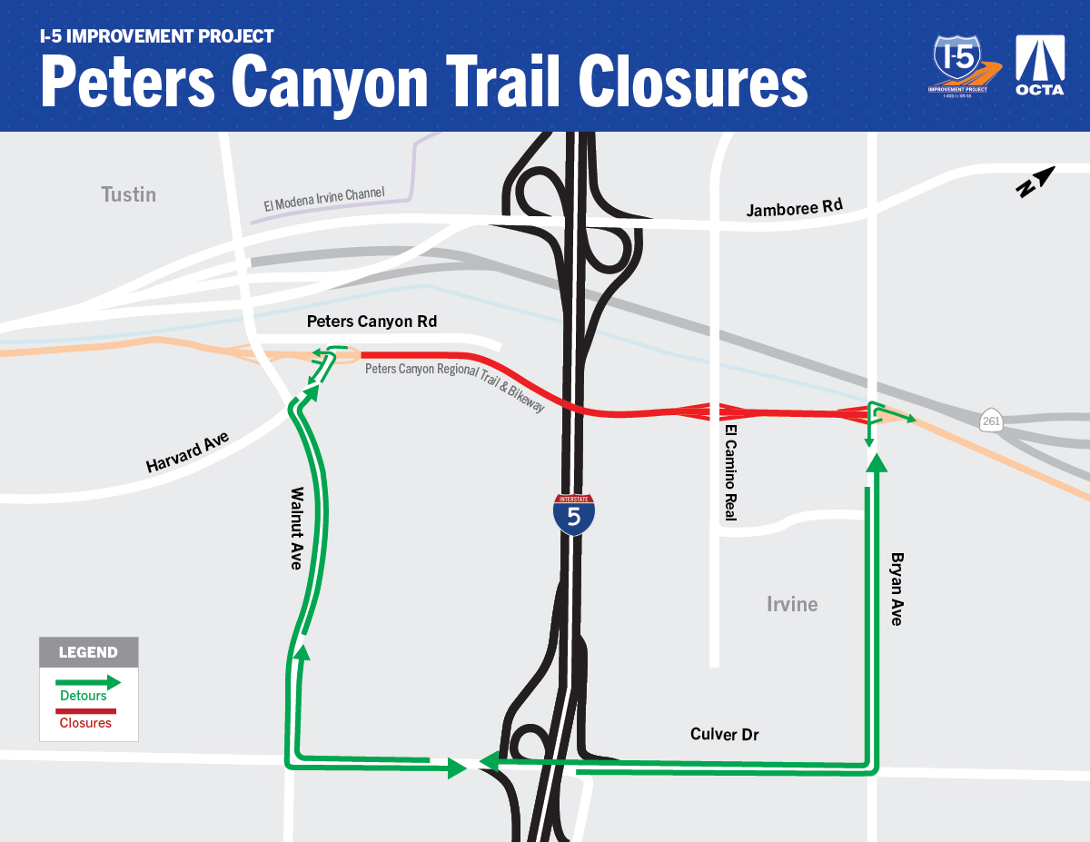 Picture depicts Peters Canyon Trail Closures 