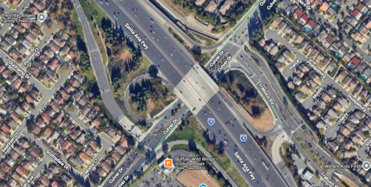 Aerial view of the Culver Drive/I-5 Bridge