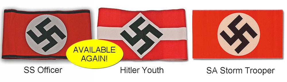 SS - SA  - Hitler Youth Bevo Armbands - Reddick Militaria