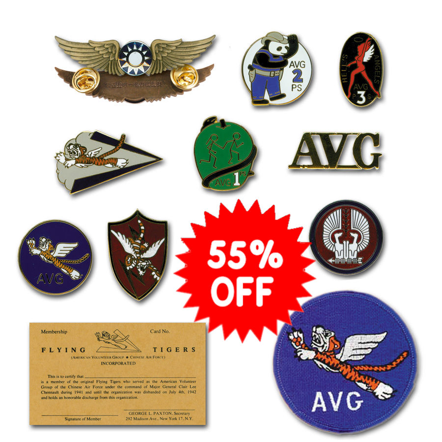 Flying Tiger Commemmorative Pin and Patch Set - Reddick Militaria