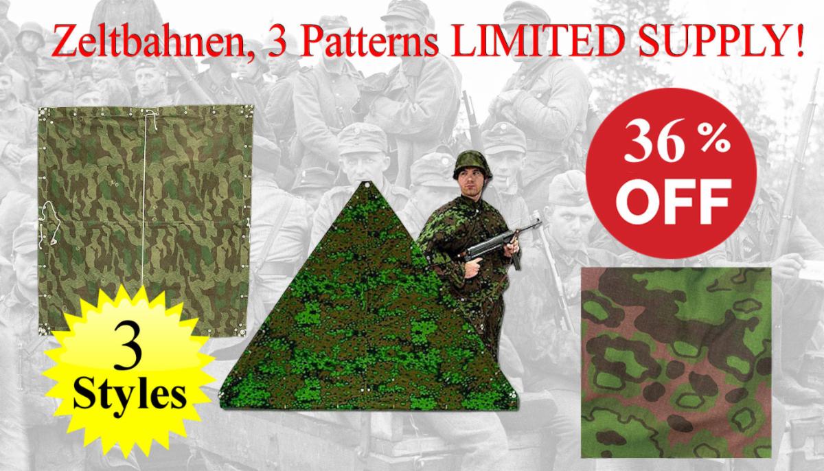 Zeltbahnen 3 Patterns LIMITED SUPPLY - Reddick Militaria  