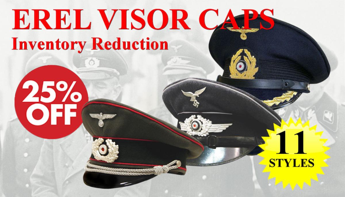 HUGE INVENTORY REDUCTION SALE ON SELECT EREL VISOR CAPS - Reddick Militaria