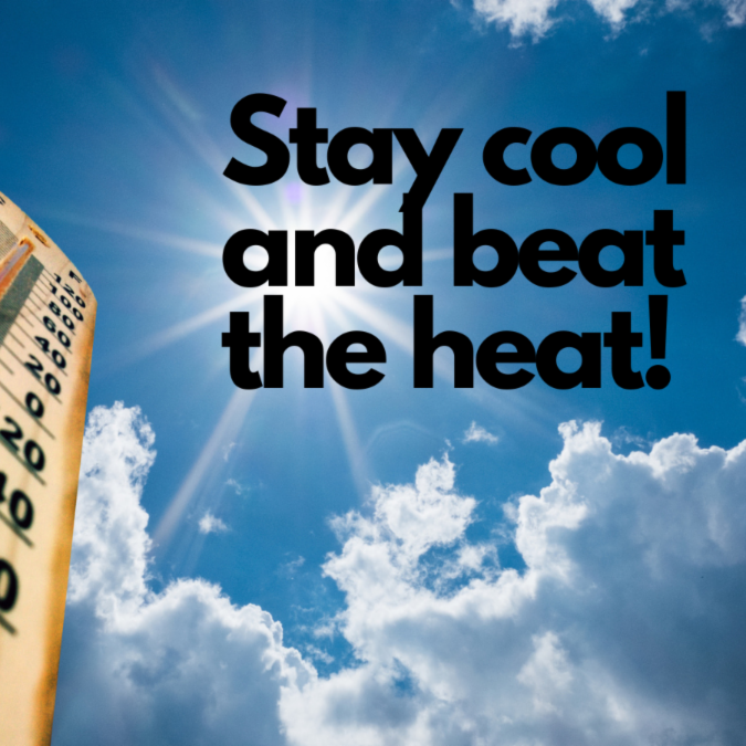 thermometer sky and clouds In text Stay cool and beat the heat