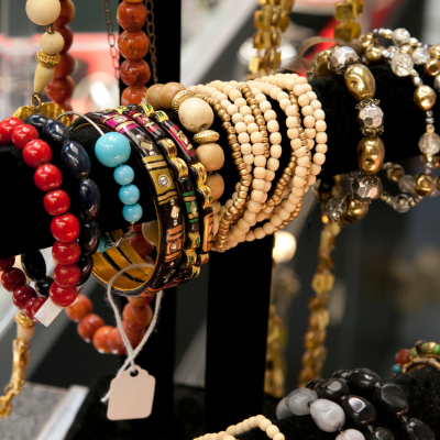 Display of various bracelets