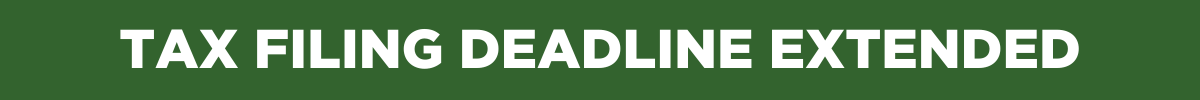 Green banner with text that reads tax filing deadline extended