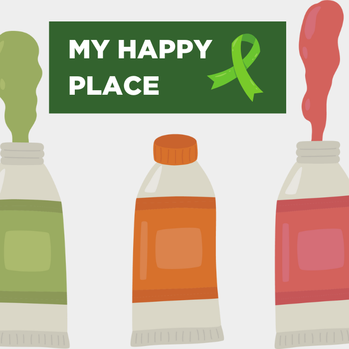 Paint tubes with banner that reads my happy place
