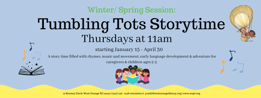 Tumbling Tots Storytime, Thursdays at 11