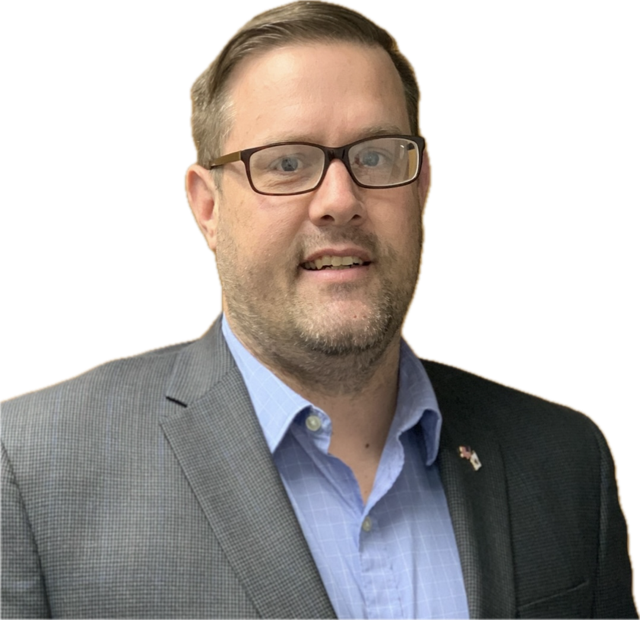 Jim Merten, new MCEM staff, stands for a headshot