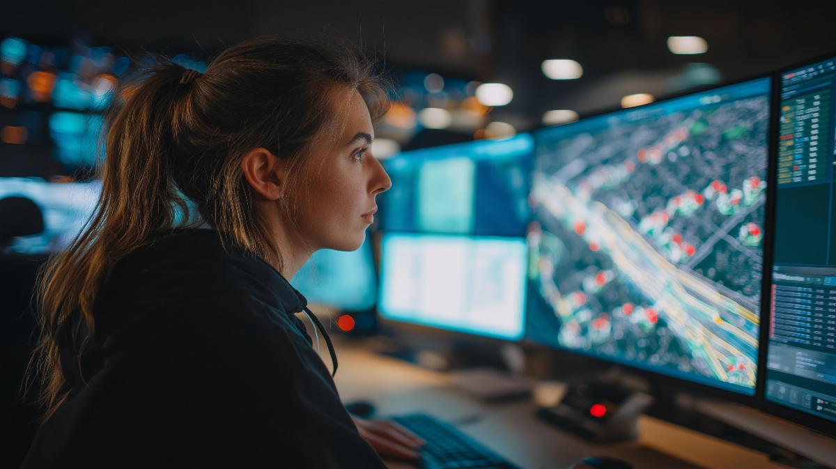 Female first responder telecommunicator.