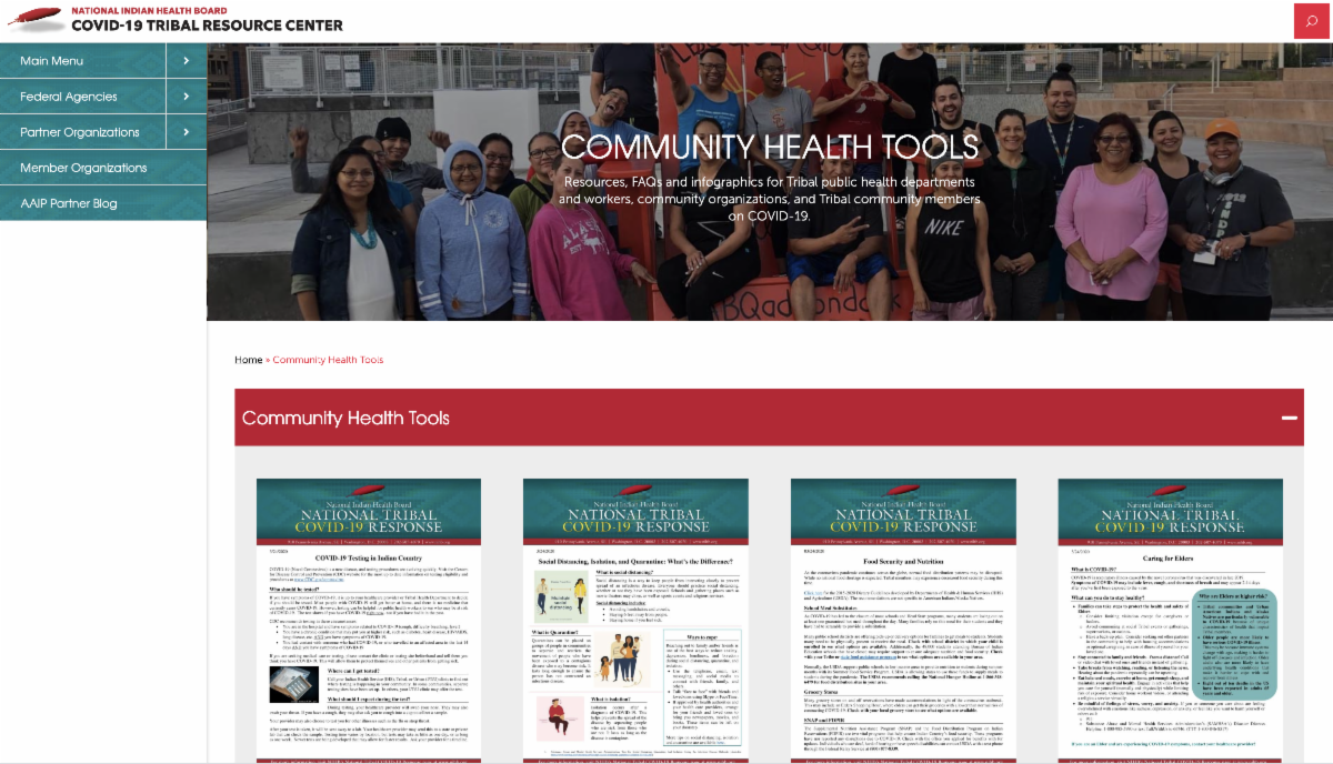 COVID-19 Tribal Resource Center - Community Health Page