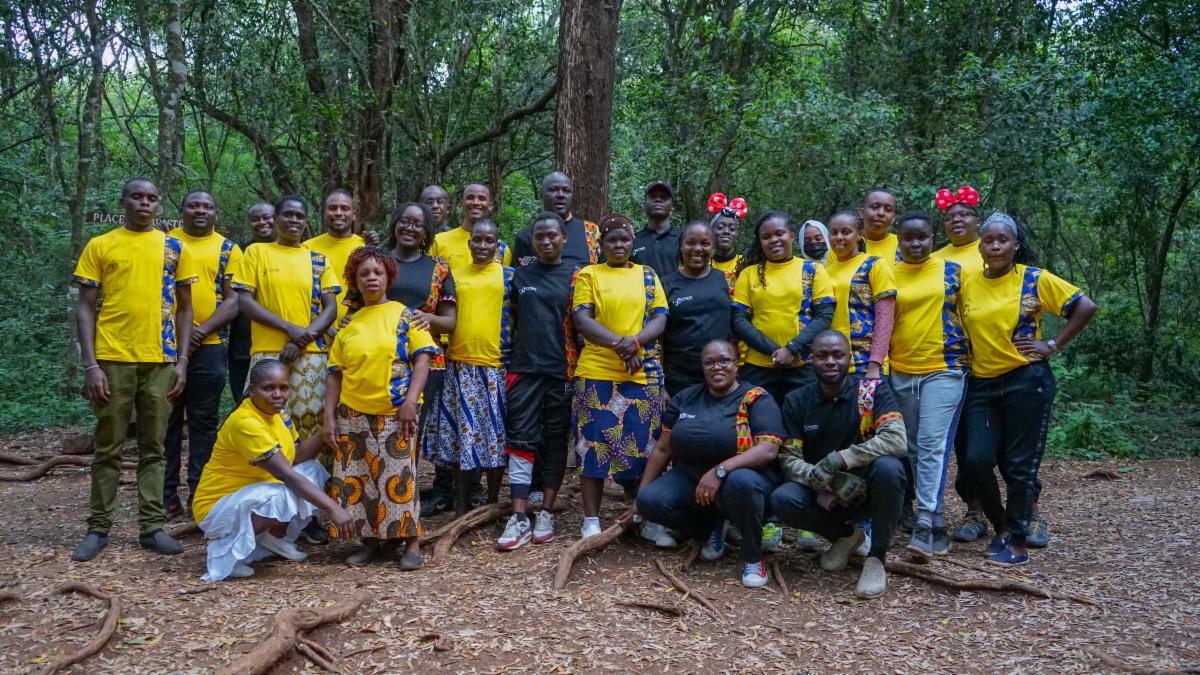 A group photo of the TAF team taken during a staff retreat