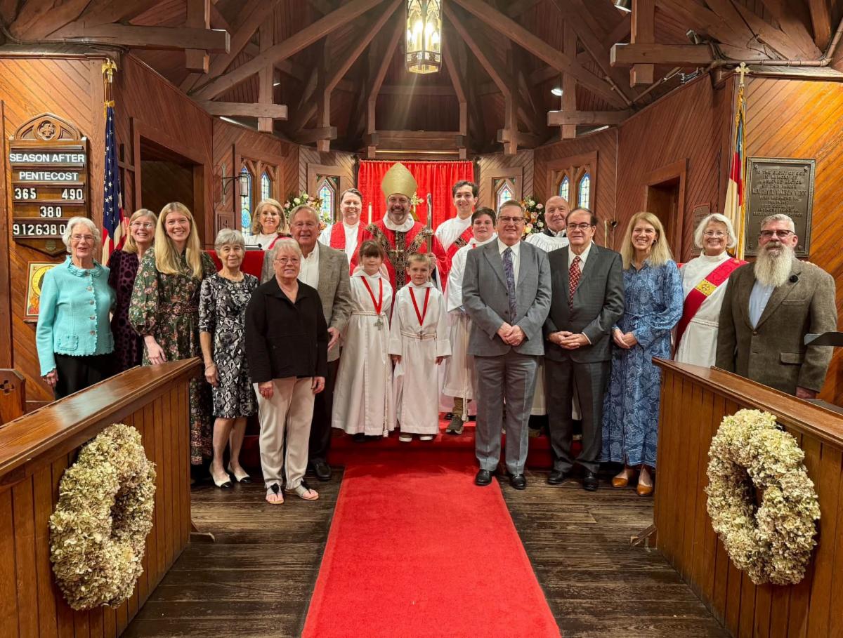 Bishop Logue with those confirmed and received at Christ Church Frederica