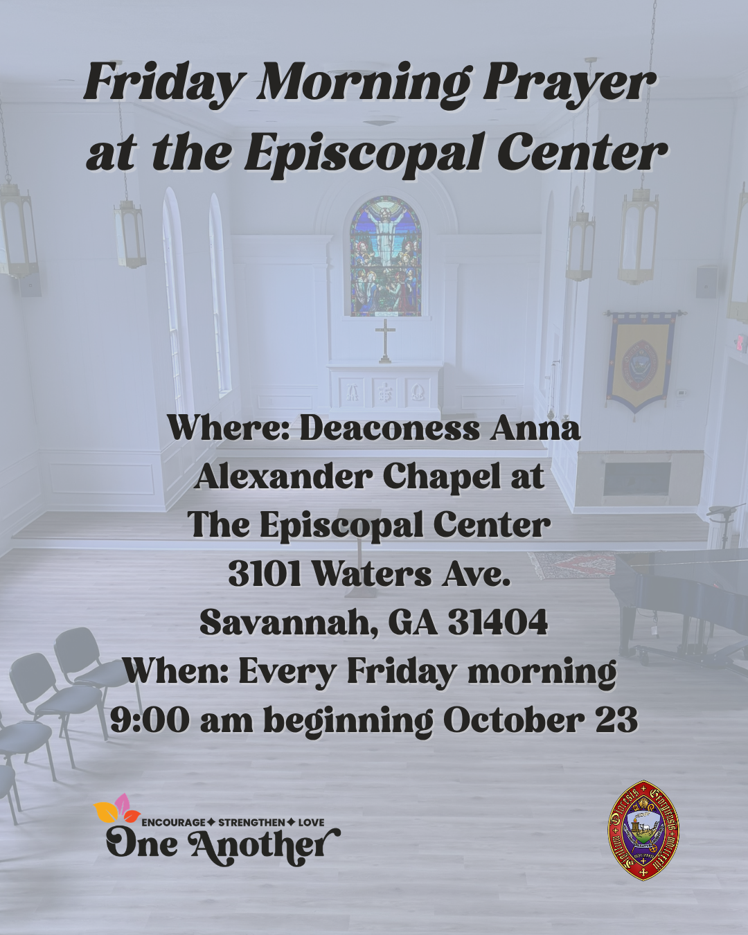 Flyer with information about Friday Morning Prayer in Savannah