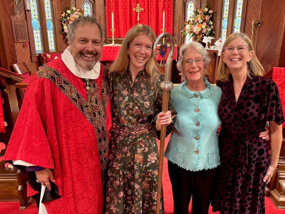 Bishop Logue with Lily Packard and her family at Christ Church Frederica