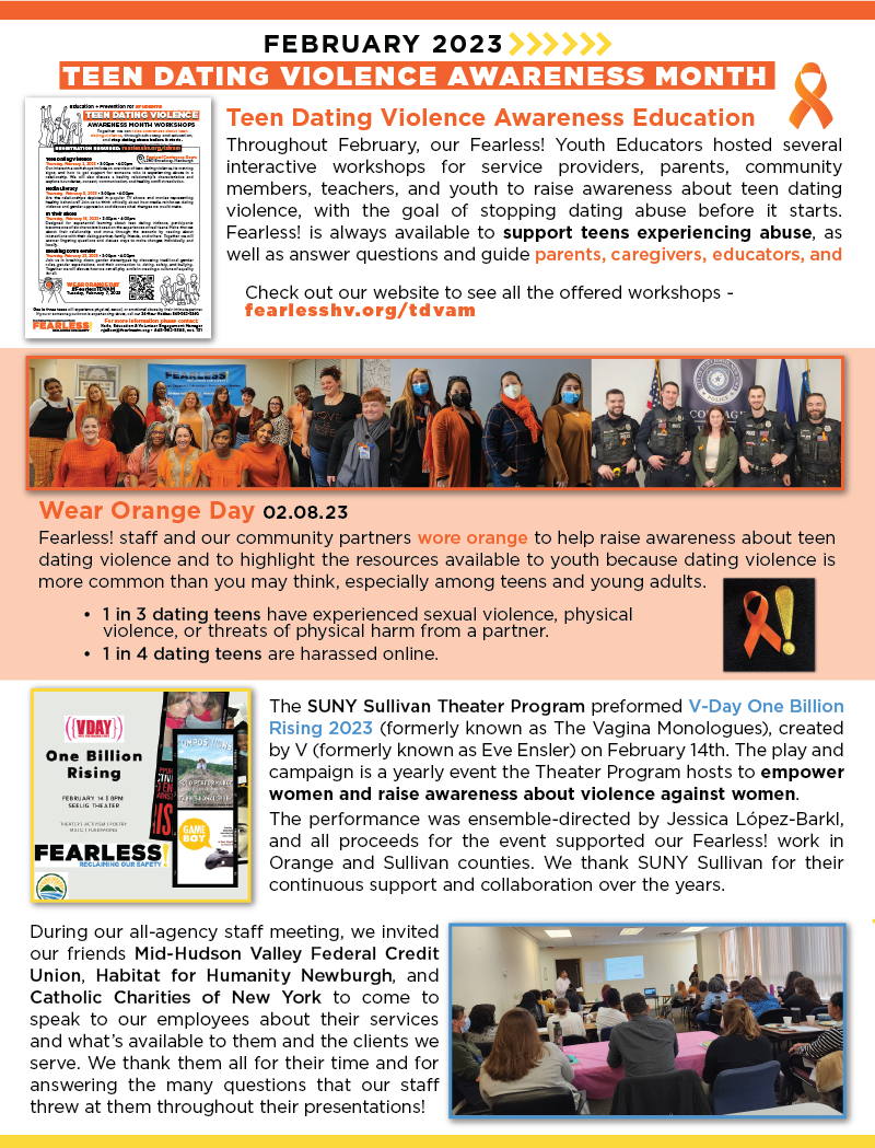 Teen Dating Violence Awareness Month. Our Fearless Youth Educators hosted several interactive workshops for service providers parents community members teachers and youth to raise awareness about teen dating violence.