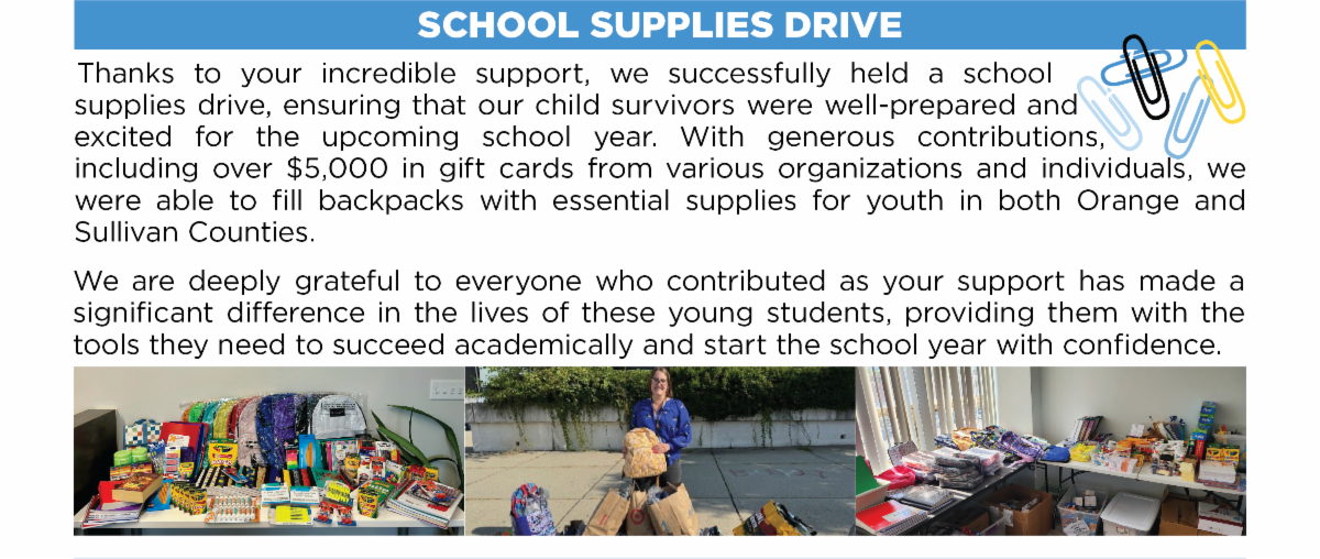 Thank to you Fearless! held a successful school supplies drive ensuring that our children survivors were prepared and excited for the upcoming school year
