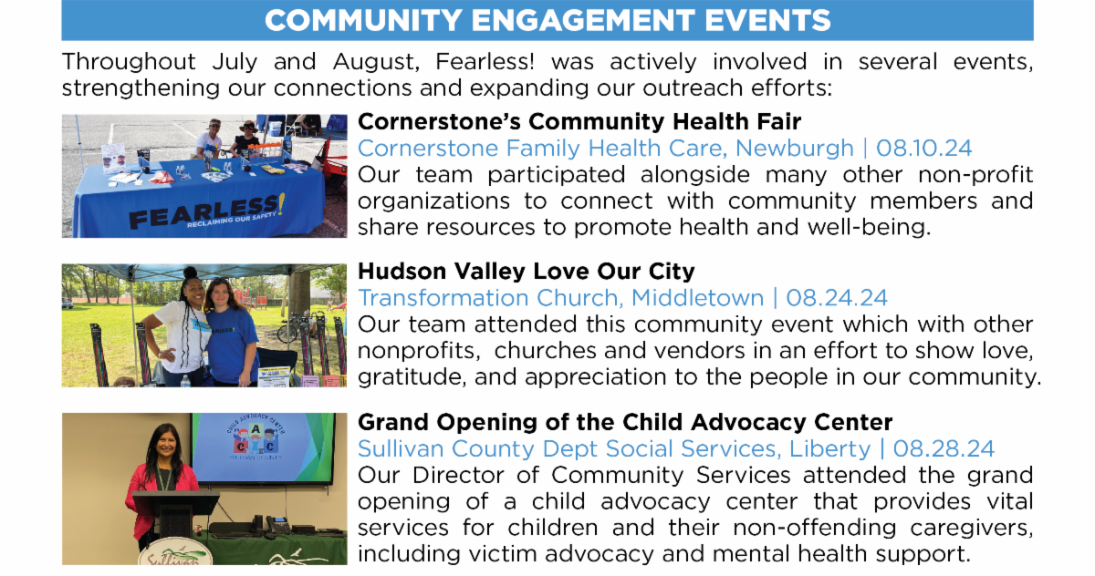 Fearless! was actively involved in several community events strengthening our connections and expanding our outreach efforts