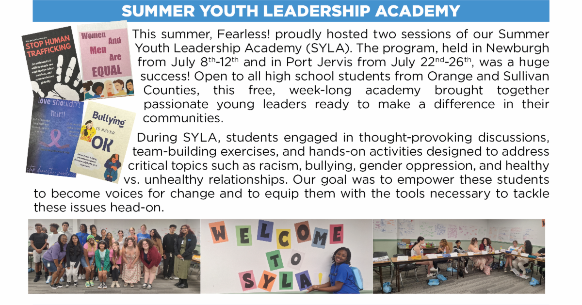 Fearless! proudly hosted two sessions of our Summer Youth Leadership Academy 