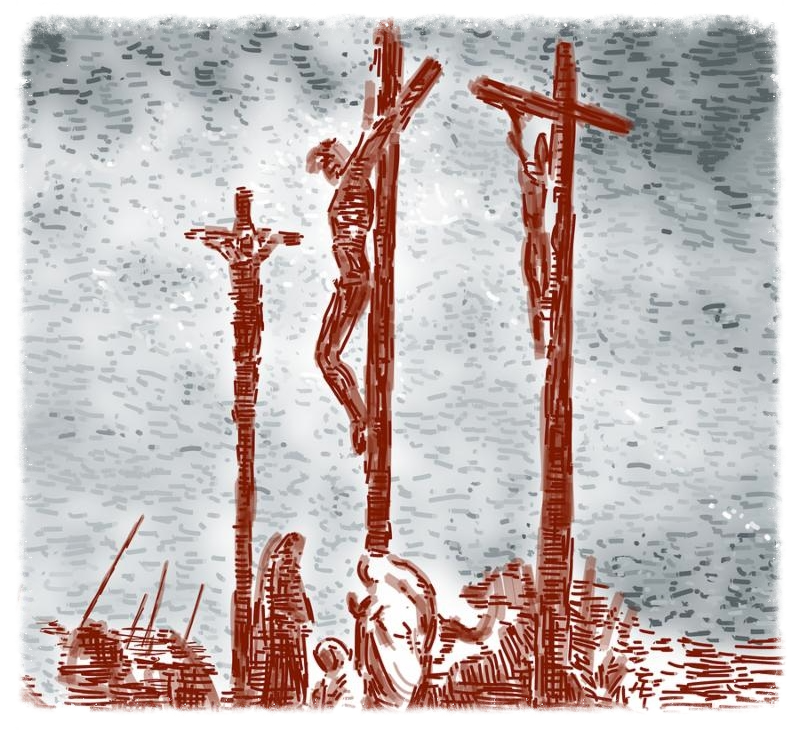 illustration of  Jesus crucified on the cross