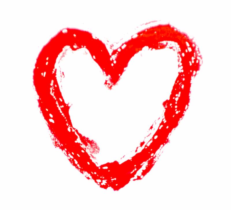Red wet heart sign. Isolated wet paint on glass.