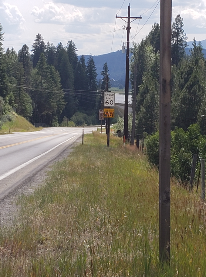 Digital speed sign near a highway
