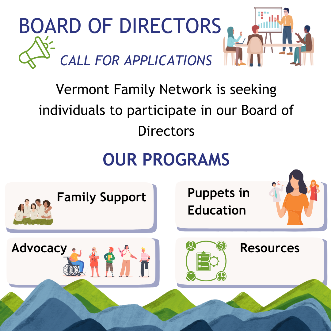 Graphic asking people to apply to the VFN Board of Directors