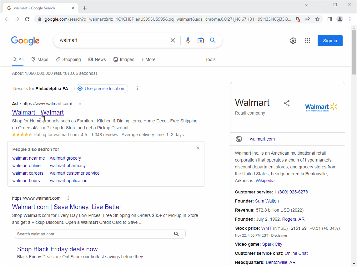 Clicking search ads can lead to a fake warning webpage.