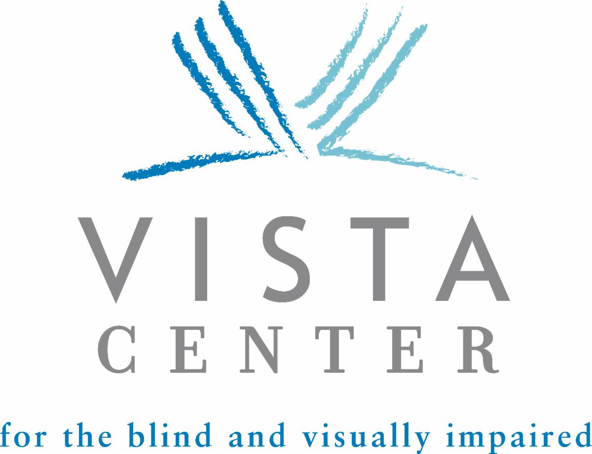 Blue V logo - Vista Center for the Blind and Visually Impaired in smaller letters