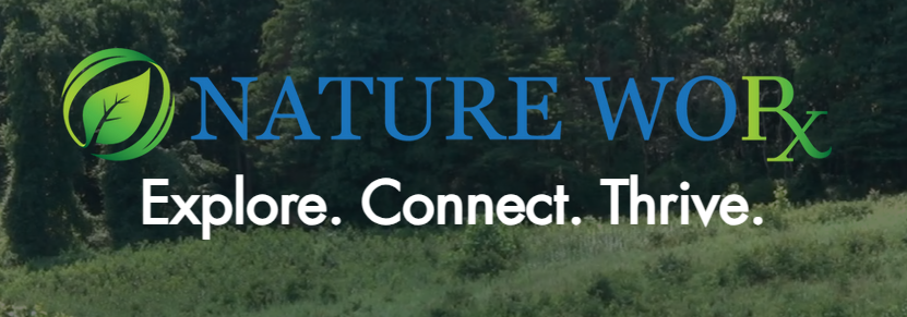 Nature Worx logo with text tagline reading explore connect thrive