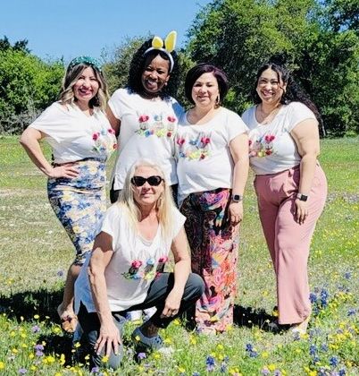 Image of the VWOA Office Staff at the Easter Egg Hunt in the Sports Park.