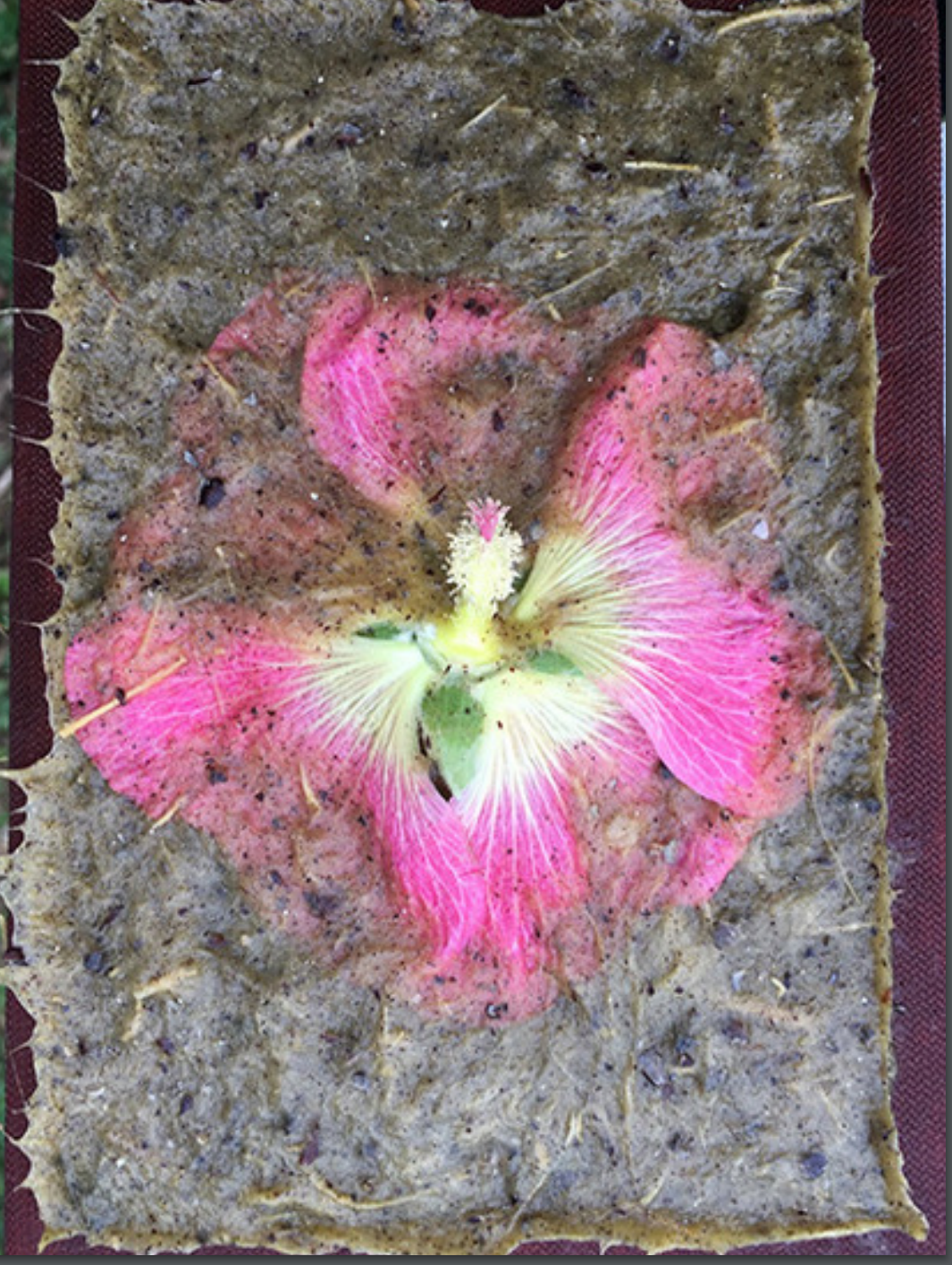 Art by Don Sherman. Pink flower incorporated into paper piece. 