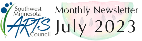 SMAC Monthly Newsletter July 2023 (background features a watermelon)