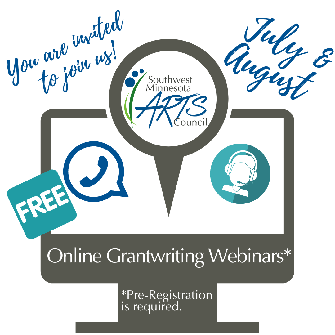 You are invited to join us! July & August. FREE Online Grantwriting webinars. Pre-registration is required.