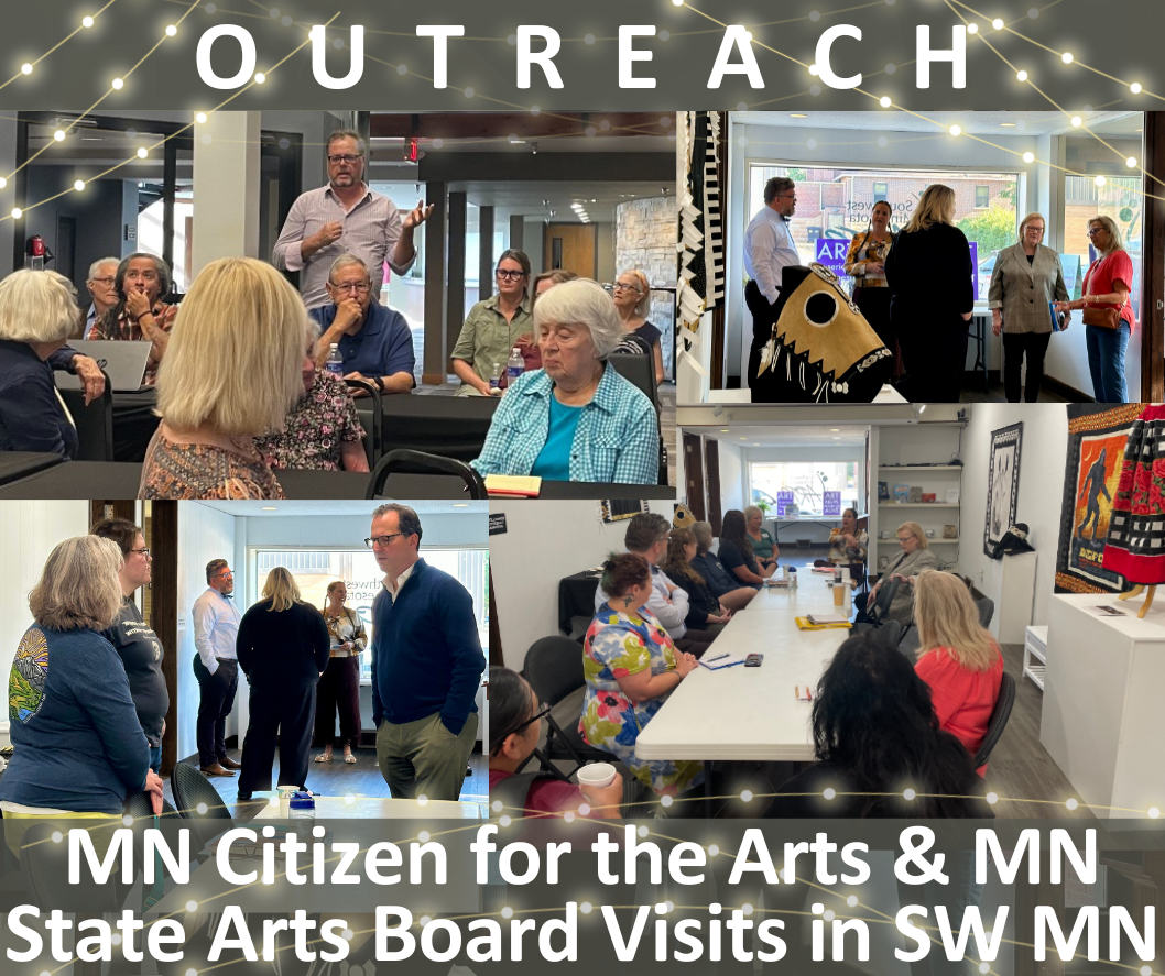 Photo collage of group meetings with MN Citizens for the Arts and MN State Arts Board representatives