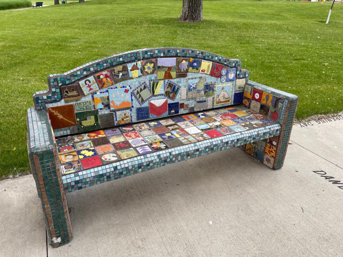Mosaic tile bench