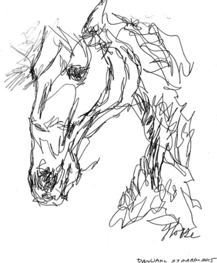 Line drawing of a horse head