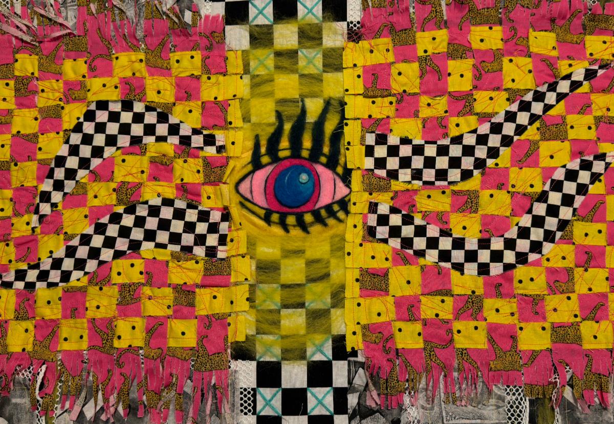 Abstract fiber art collage 
