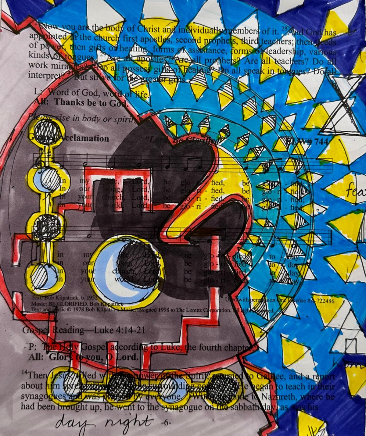 Abstract eagle and moon shapes