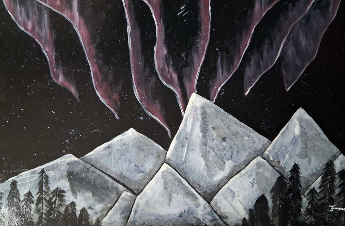 Art of mountains and northern lights