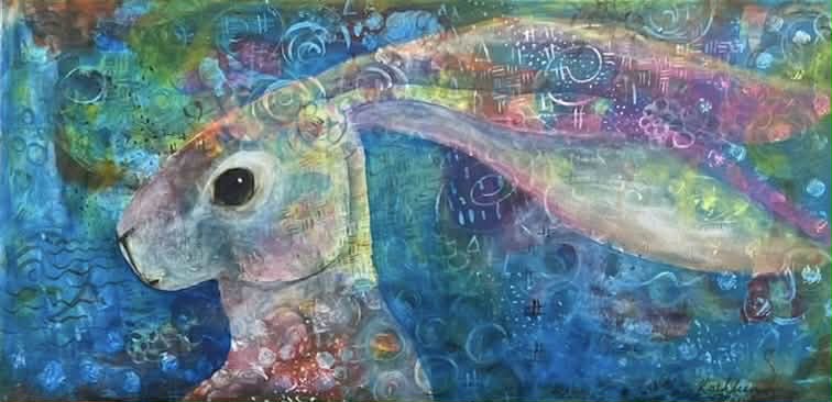 Colorful painting of a rabbit
