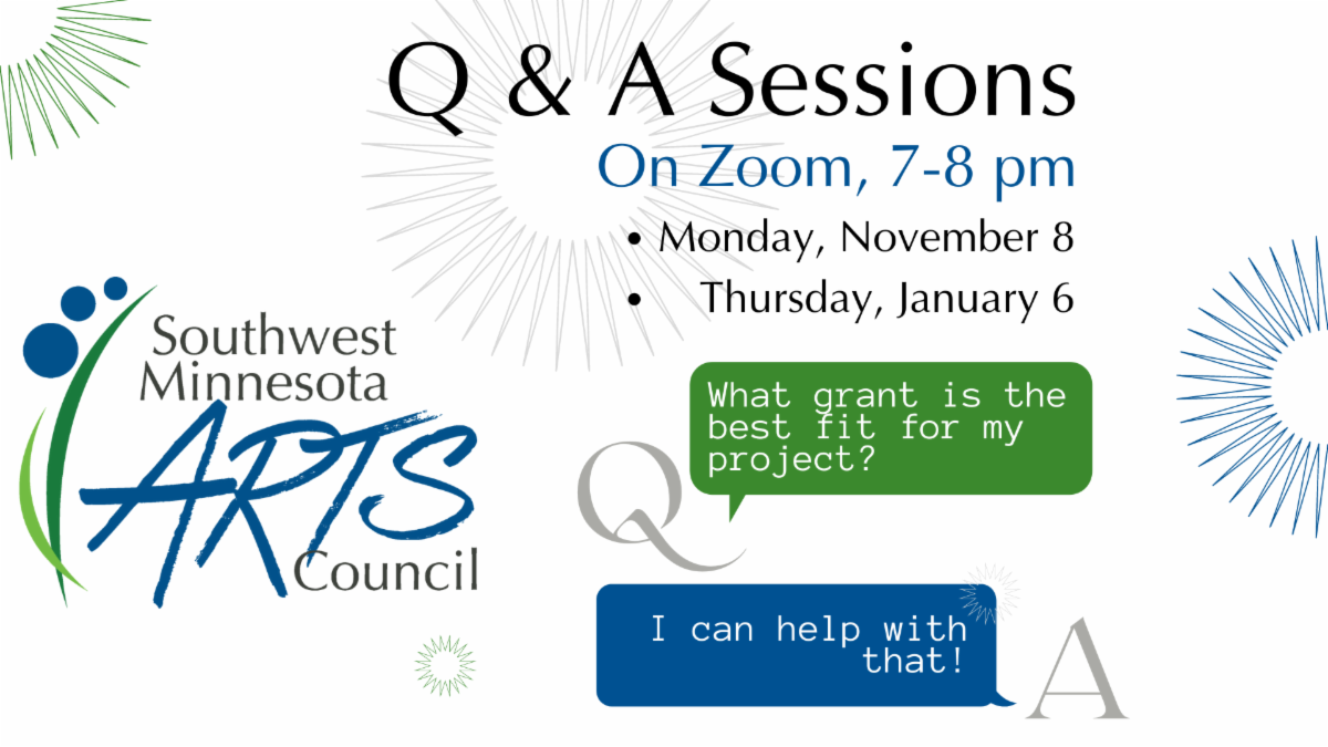 Text bubbles read "What grant is the best fit for my project?" and "I can help with that!"