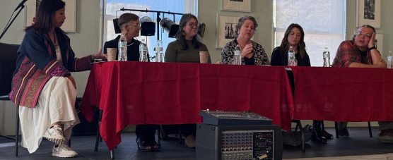 Six people at a table