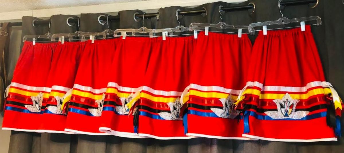 6 red ribbon skirts