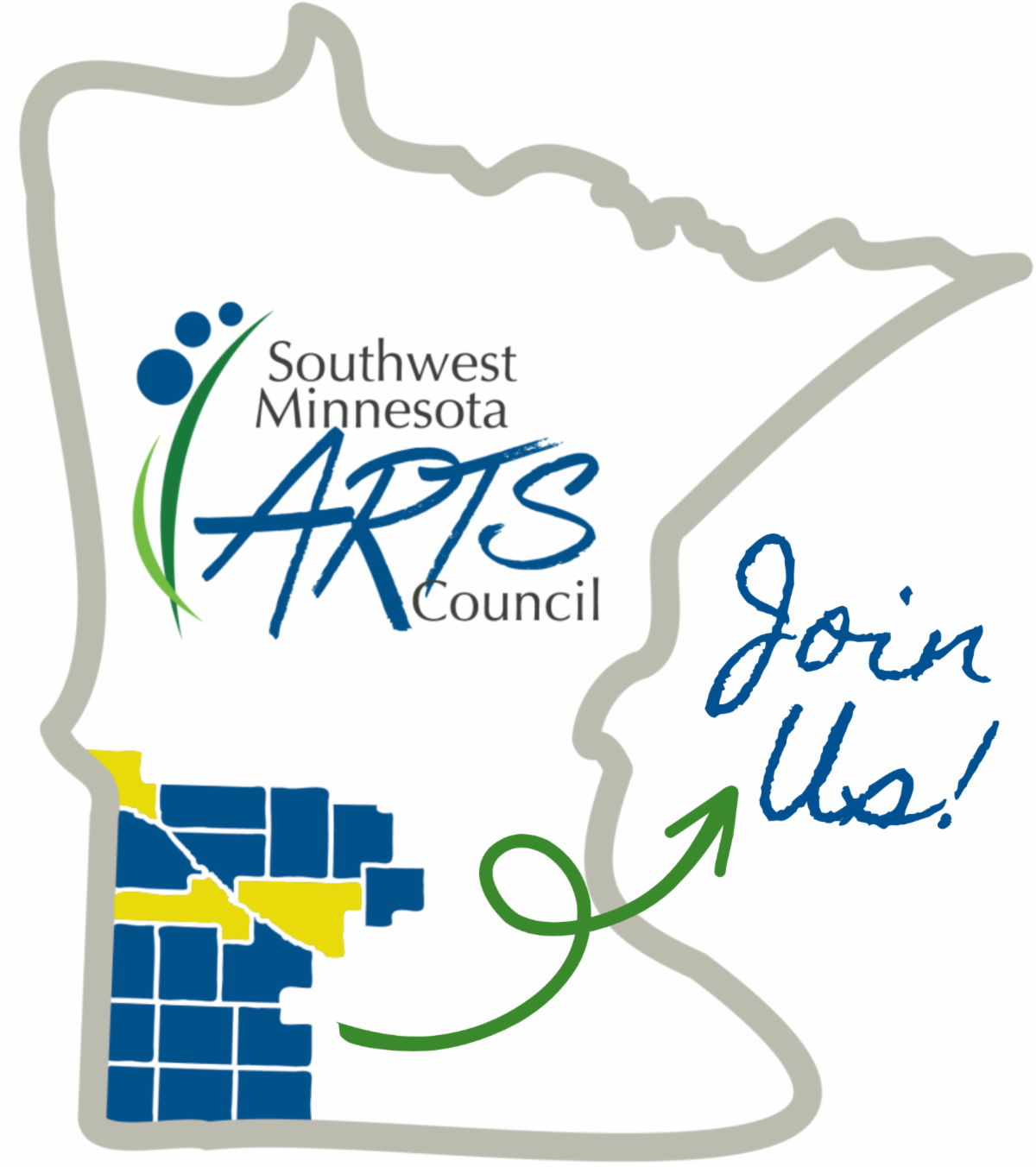 Map of MN with SMAC counties outlined. The 3 that have open board positions are in highlighted yellow