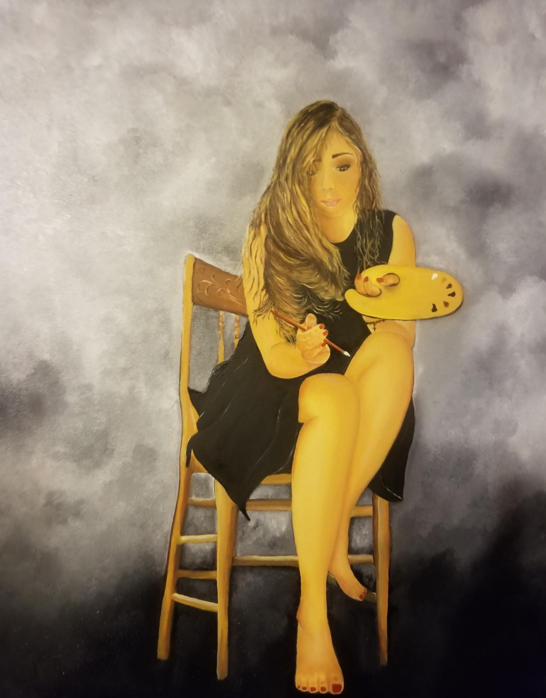 Painting of a woman with a painter pallet